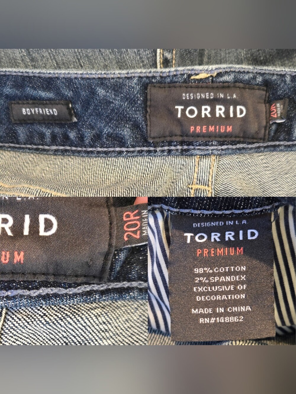 Torrid Premium Boyfriend Embroidered Jeans Mid-rise Distressed Stretch 20 NWT - Picture 14 of 15